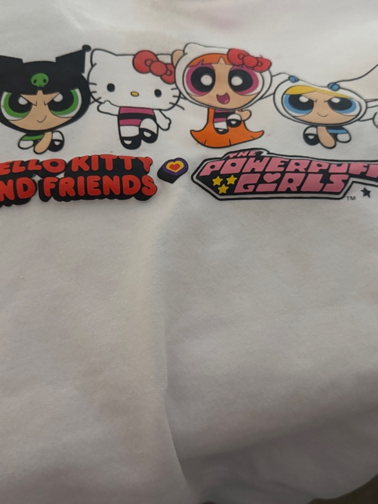 Hello Kitty Sweaters - Hello Kitty & Powerpuff Girls White Graphic Crewneck Sweatshirt